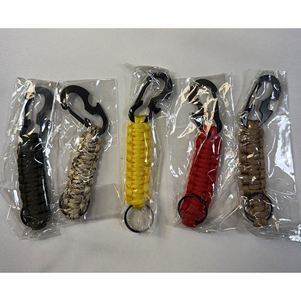 5-Pack Paracord Keychain Carabiner Heavy Duty EDC Survival Lanyard Multi-Tool